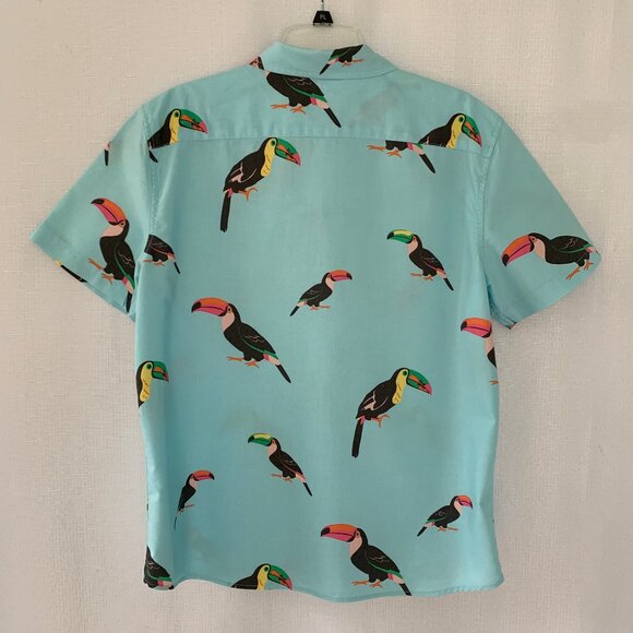 AMERICAN EAGLE Mens Toucan Print Cotton Short Sleeve Shirt - Picture 2 of 6